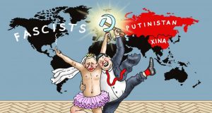 Scena mondială între „tango passionata” american și „pas de deux” chinezesc Sursa: Muzej karikature