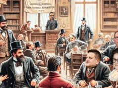 Trahanache, Dandanache, Tipătescu și Zoe în consiliul local Imagine prelucrată cu scop ilustrativ