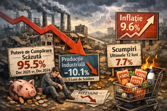 România în recesiune tehnică: cum o resimțim? Cum o depășim? Imagine decorativă realizată cu IA