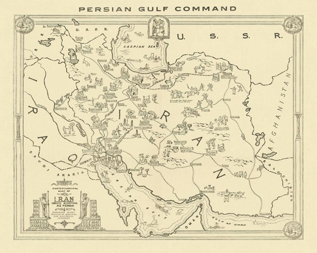 Harta a Iranului din vremea celui de-al Doilea Război Mondial (Old WW2 Map of Iran by Persian Gulf Command, 1943: Tehran, Garden of E – The Unique Maps Co.) Harta a Iranului din vremea celui de-al Doilea Război Mondial (Old WW2 Map of Iran by Persian Gulf Command, 1943: Tehran, Garden of E – The Unique Maps Co.)