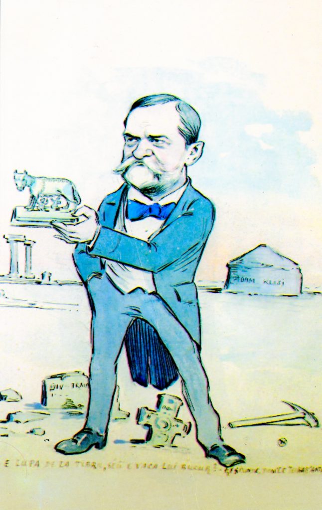 Grigore Tocilescu/ Caricatură de N. S. Petrescu Găină