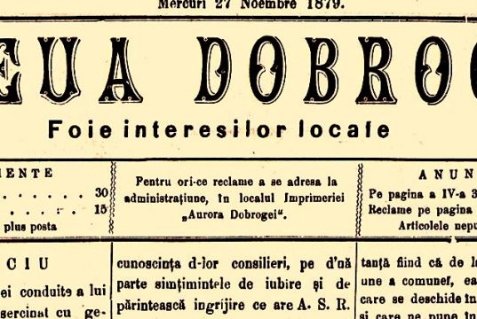 Știri arheologice în „Steaua Dobrogei” din Tulcea în anii 1879 și 1880 Foto: „Steua Dobrogei” 27 noiembrie 1879 - Biblioteca Județeană Constanța