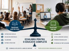 Învățarea în mileniul III – față-n față sau în fața ecranului? Imagine decorativă realizată cu IA