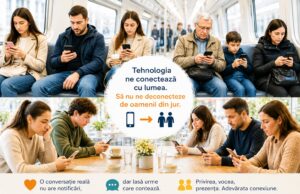 Suntem conectați în timp real, dar relaționăm empatic? Imagine decorativă realizată cu IA