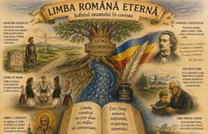 Eternități în dăinure, limbii române! Imagine decorativă realizată cu IA