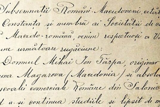 Exemplul solidarizării macedoromânilor constănțeni Extras din scrisoarea românilor macedoneni către Societatea de Cultură Macedo-Română