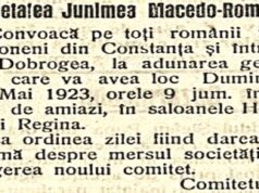Asociația „Junimea Macedo-Română” din Constanța (1922-1925) Convocator Adunarea Generală a „Junimii Macedo-Române”/27 mai 1923/ ziarul „Dobrogea Jună”, Anul XVII, nr. 116, 25 mai 1923, p. 2