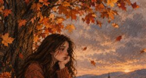 Toamna în literatura română Imagine decorativă realizată cu IA